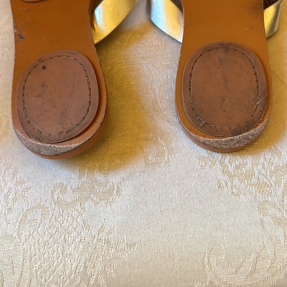 Tory Burch Benton metallic Spark Gold leather sandals - Picture 8 of 14